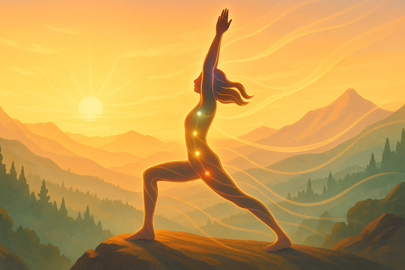 Person practicing mindful movement in nature